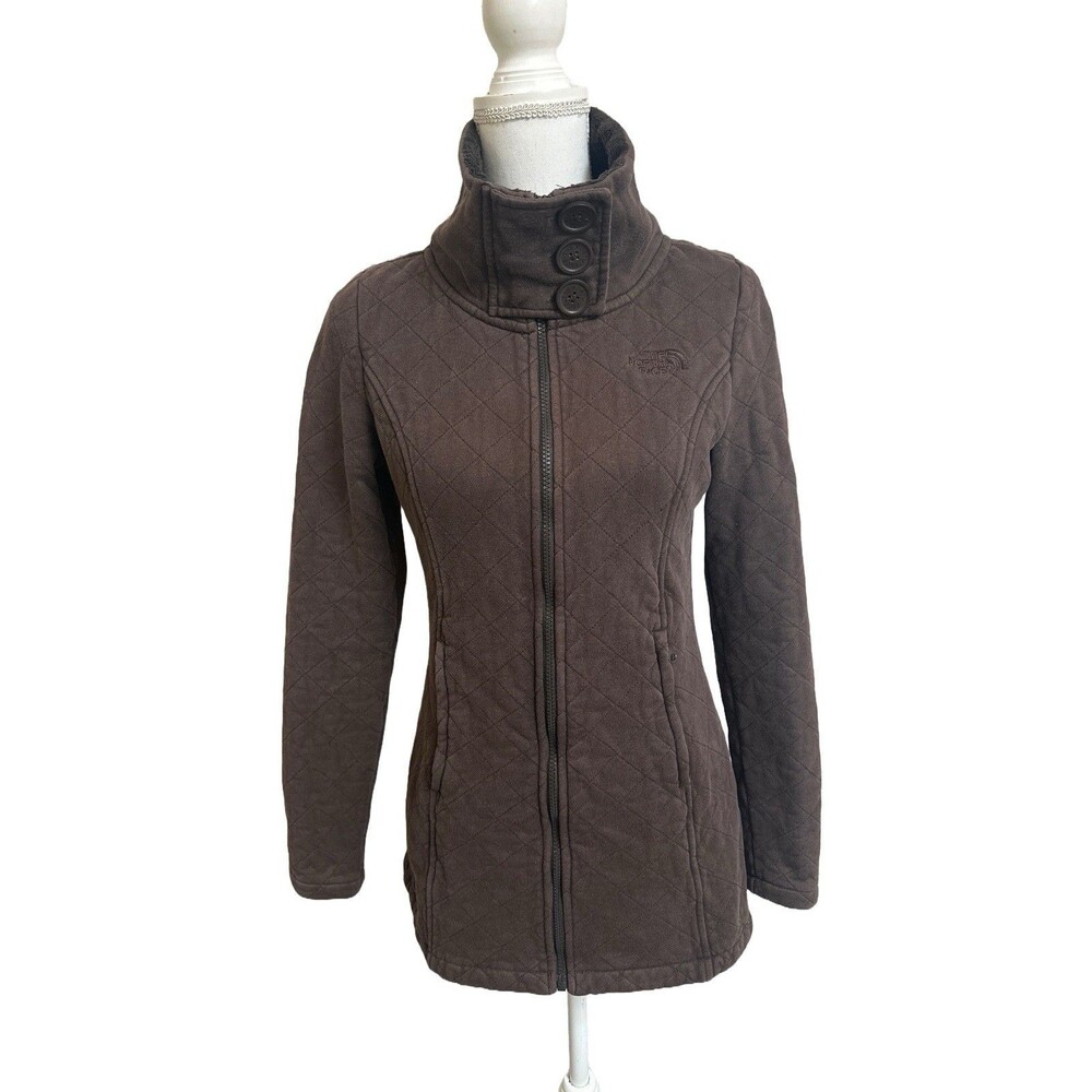 The North Face Jacket Women's S Brown Caroluna Quilted Fleece Lined Long Jacket